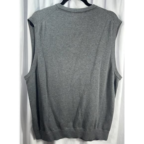 Lands' End Men's Gray Supima Cotton V-Neck Sweater Vest - Picture 2 of 7
